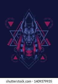 Anubis head with sacred geometry pattern