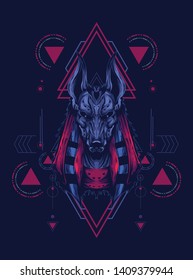 Anubis head with sacred geometry pattern