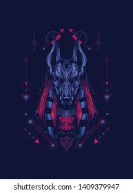 Anubis head with sacred geometry pattern