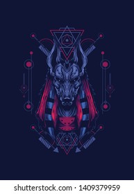 Anubis head with sacred geometry pattern