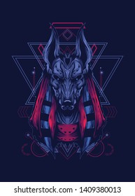 Anubis head with sacred geometry pattern