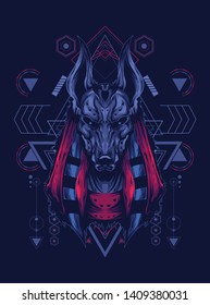 Anubis head with sacred geometry pattern