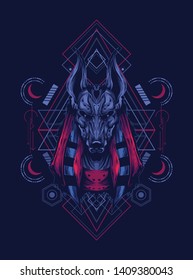 Anubis head with sacred geometry pattern