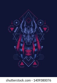 Anubis head with sacred geometry pattern