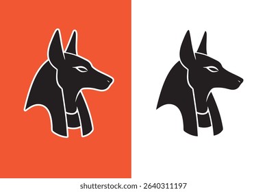 Anubis head silhouette vector style with white background