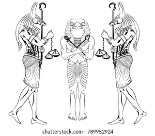 anubis and horus engraving