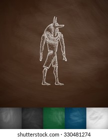 Anubis icon. Hand drawn vector illustration. Chalkboard Design