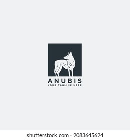 Anubis icon logo vector illustration on black shadow. silhouette Anubis logo vector design template. 