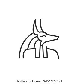 Anubis icon. Simple iconography of Anubis, the ancient Egyptian jackal-headed god of the afterlife and mummification. Ideal for educational content and cultural heritage projects. Vector illustration