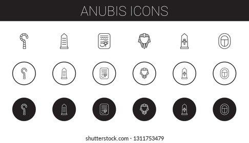 anubis icons set. Collection of anubis with egypt, egyptian. Editable and scalable anubis icons.