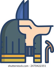 Anubis linear color vector illustration