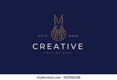 Anubis Logo Design Template. Egyptian dog mythological animal line design. Creative Vector Icon Concept.