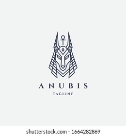 Anubis logo with line style design template vector hipster retro vintage label illustration