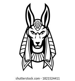 Anubis mascot cartoon in line art version design vector