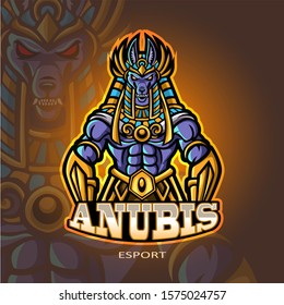 Anubis mascot esport logo design.