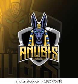 Anubis mascot gaming logo esports design vector with modern illustration concept style for badge, emblem and t shirt printing. Angry Anubis illustration for sport and e-sport team