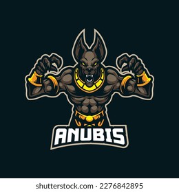 Anubis mascot logo design vector with modern illustration concept style for badge, emblem and t shirt printing. Angry anubis illustration.