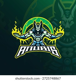 Vector de diseño de logotipo de mascota Anubis. Ilustración de anubis enojado para deportes y equipo de deportes electrónicos.