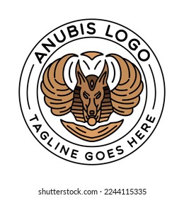 Anubis Mythology illustration Monoline Vector Logo, animal archeology vintage badge, creative emblem Design For Business