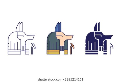 Anubis outline and solid vector icon