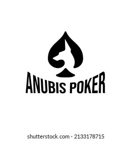 Anubis poker logo. dog breed doberman pinscher logo design concept