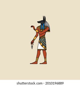 vector de logotipo de la marca de la marca anubis retro