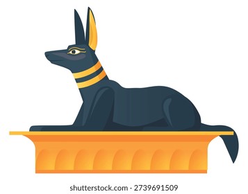 Anubis statue cartoon icon. Ancient stone god monument