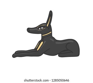 Anubis statue illustration. Ancient egyptian God. Isolated vector illustration in doodle hand drawn style.