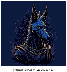 anubis vector image illustration with blue background