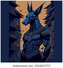 anubis vector image illustration with blue background