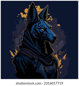 anubis vector image illustration with blue background