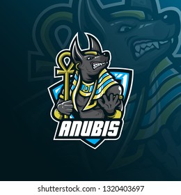 anubis vector mascot logo design with modern illustration concept style for badge, emblem and tshirt printing. angry anubis illustration for sport and esport team.