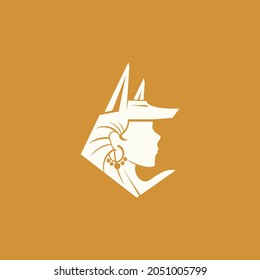 anubis and woman logo. vector illustration for business logo or icon