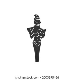 Anunnaki Venus Icon Silhouette Illustration. Ancient Sculpture Vector Graphic Pictogram Symbol Clip Art. Doodle Sketch Black Sign.