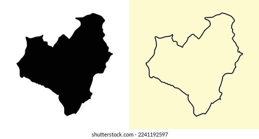 Anuradhapura map, Sri Lanka, Asia. Filled and outline map designs. Vector illustration