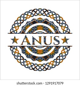 Anus arabesque style emblem. arabic decoration.