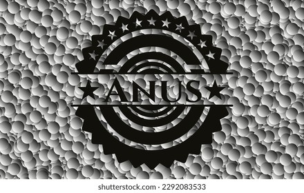 Anus dark icon or emblem with grey bubbles background. Vector Illustration. Detailed. 