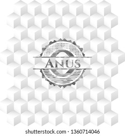 Anus grey emblem with cube white background