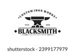 Anvil blacksmith logo design tamplate. Retro blacksmith illustration simple design.