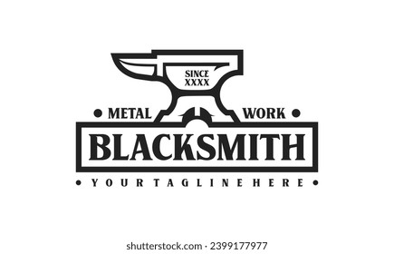 Anvil Blacksmith Logo Design Tamplate. Retro Schmied Illustration einfaches Design.