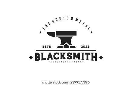 Anvil Blacksmith Logo Design Tamplate. Retro Schmied Illustration einfaches Design.