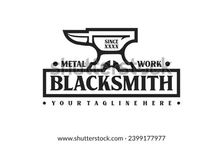 Anvil blacksmith logo design tamplate. Retro blacksmith illustration simple design.