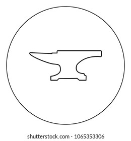 Anvil block icon black color in circle vector illustration isolated