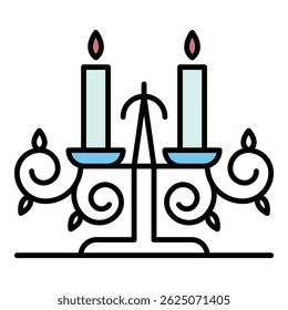 Anvil candle support icon. Outline anvil candle support vector icon color flat isolated on white