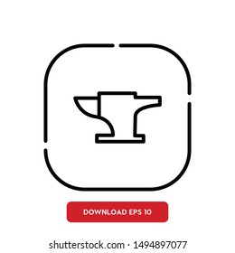 Anvil, construction symbol outline vector icon