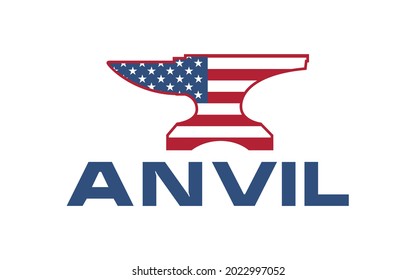 Anvil with flag america vector logo designs