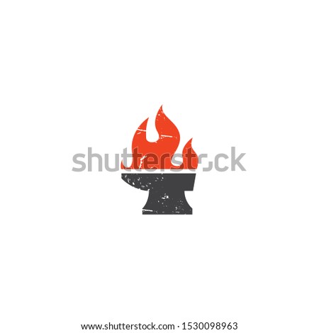 anvil forge fire logo vector design. eps10