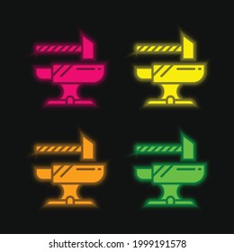 Anvil four color glowing neon vector icon