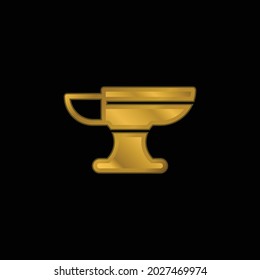 Anvil gold plated metalic icon or logo vector
