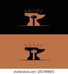 Anvil and Hammer minimalistic vector illustration. Anvil and Hammer flat icon design